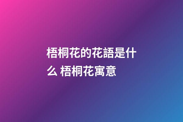梧桐花的花語是什么 梧桐花寓意